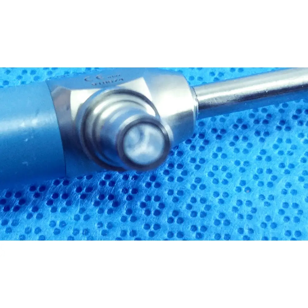Blue-handled ideal eyes 5mm surgical instrument with metallic hexagonal joint and polished chrome tip for precision use