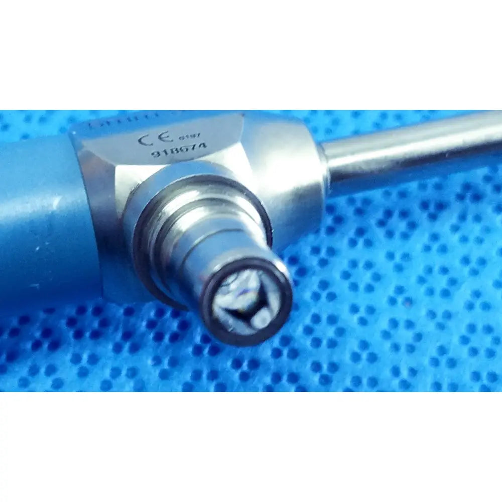 Silver ideal eyes 5mm autoclavable endoscope with blue handle and engraved ce and 918674 markings by stryker