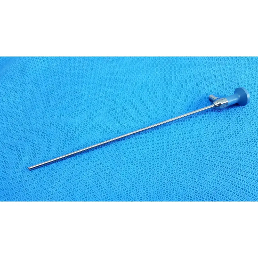 Silver surgical ideal eyes 5mm autoclavable endoscope with blue handle and metallic joints by stryker