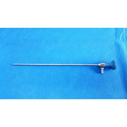 Silver surgical endoscope with blue ergonomic handle and metallic joints ideal eyes 5mm autoclavable by stryker