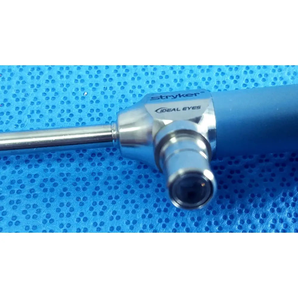 Blue-handled stryker ideal eyes 5mm autoclavable endoscope with metallic shaft and camera lens for precise visualization
