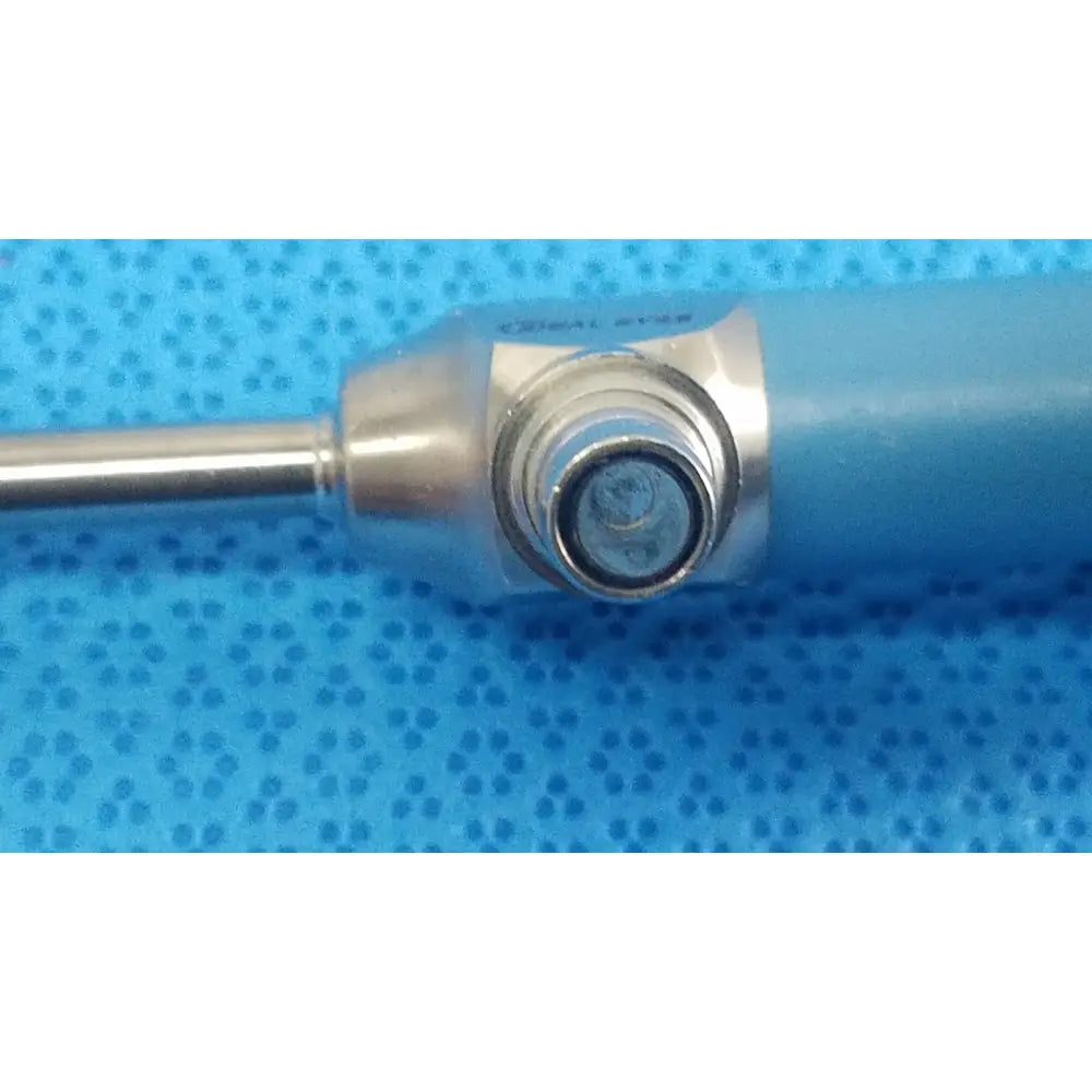 Blue-handled ideal eyes 5mm surgical instrument with metallic tip and engraved branding from stryker endoscope set