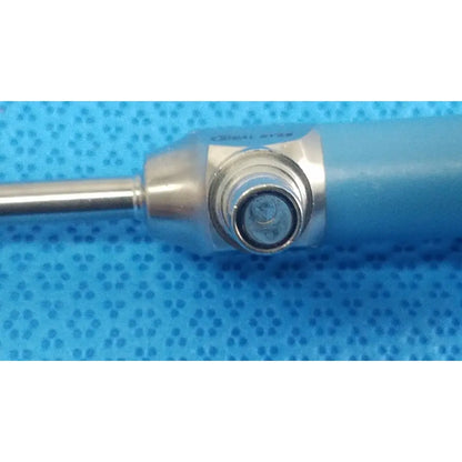 Blue-handled ideal eyes 5mm surgical instrument with metallic tip and engraved branding from stryker endoscope set