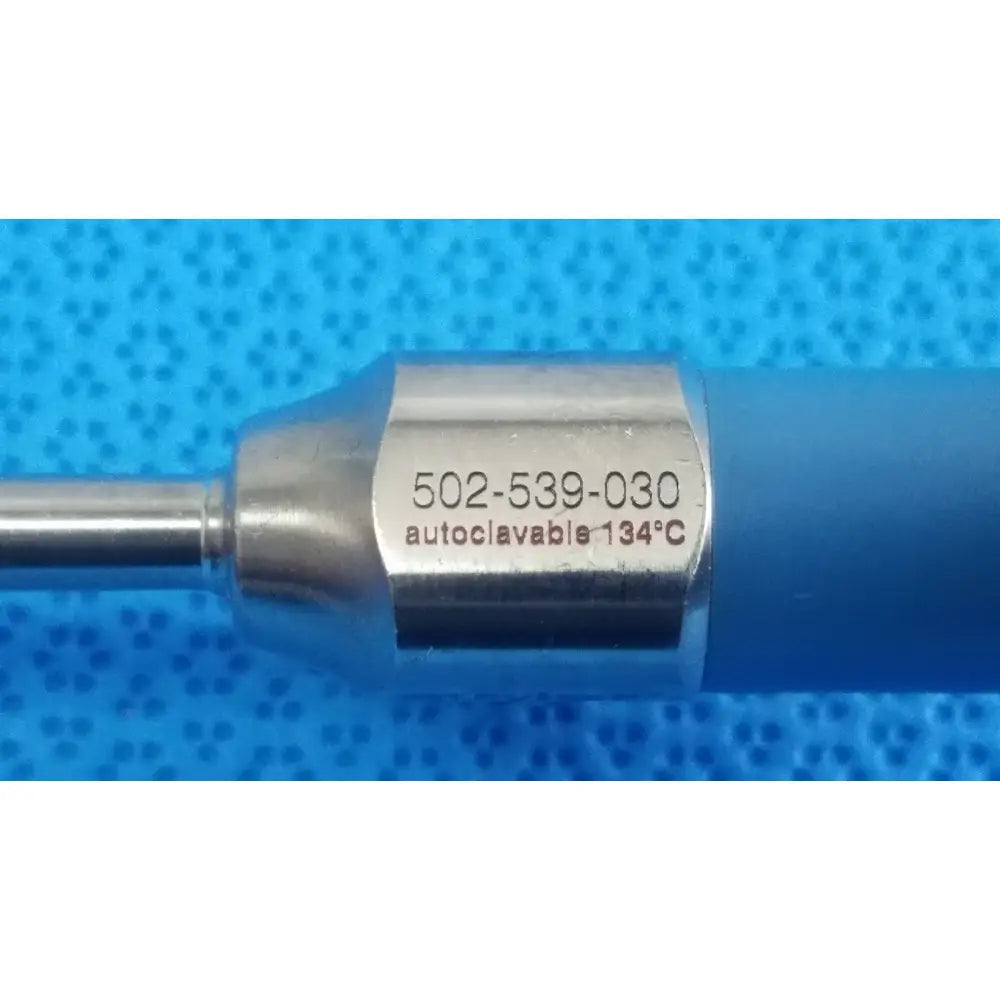 Silver metallic stryker ideal eyes 5mm autoclavable endoscope with blue handle marked 502-539-030 134°c