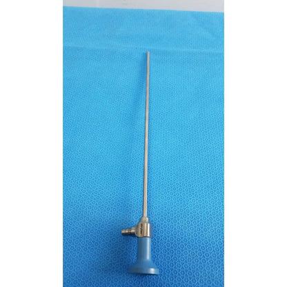 Silver surgical endoscope with blue handle and brass joint ideal eyes 5mm 30 degree autoclavable from Stryker