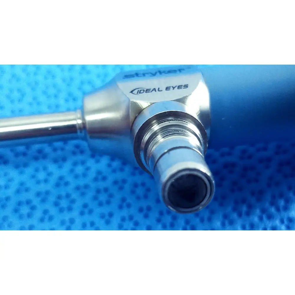 Silver metallic surgical endoscope with stryker and ideal eyes branding featuring ideal eyes 5mm autoclavable design