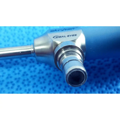 Silver metallic surgical endoscope with stryker and ideal eyes branding featuring ideal eyes 5mm autoclavable design