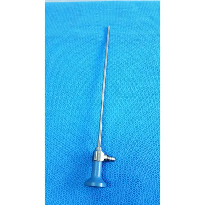 Silver surgical endoscope with blue handle and metallic joints stryker ideal eyes 5mm 30° autoclavable endoscope