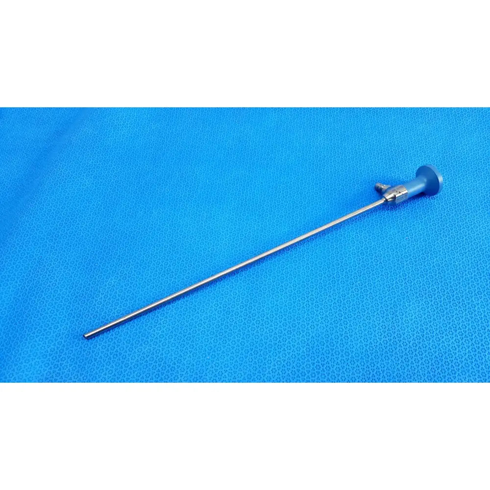 Silver surgical endoscope with blue handle and metallic joints stryker ideal eyes 5mm 30 degree autoclavable endoscope