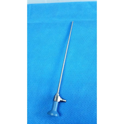 Silver surgical endoscope with blue handle and metallic joints stryker ideal eyes 5mm autoclavable endoscope