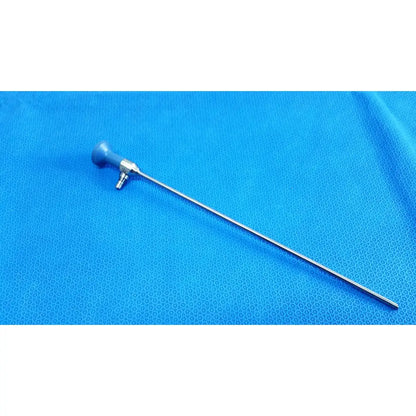 Blue-handled Stryker ideal eyes 5mm 30° autoclavable endoscope with a long slender metallic shaft for surgical use