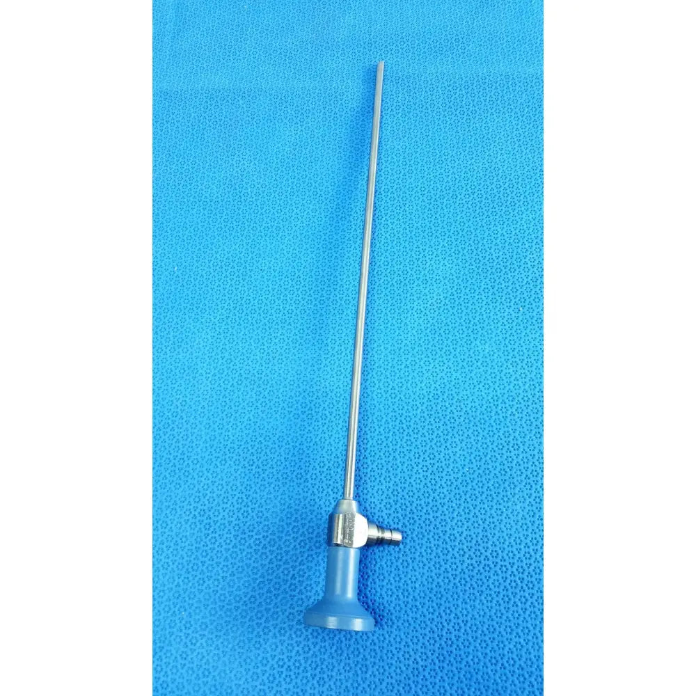 Silver surgical endoscope with blue handle and metallic joints stryker ideal eyes 5mm 30° autoclavable endoscope