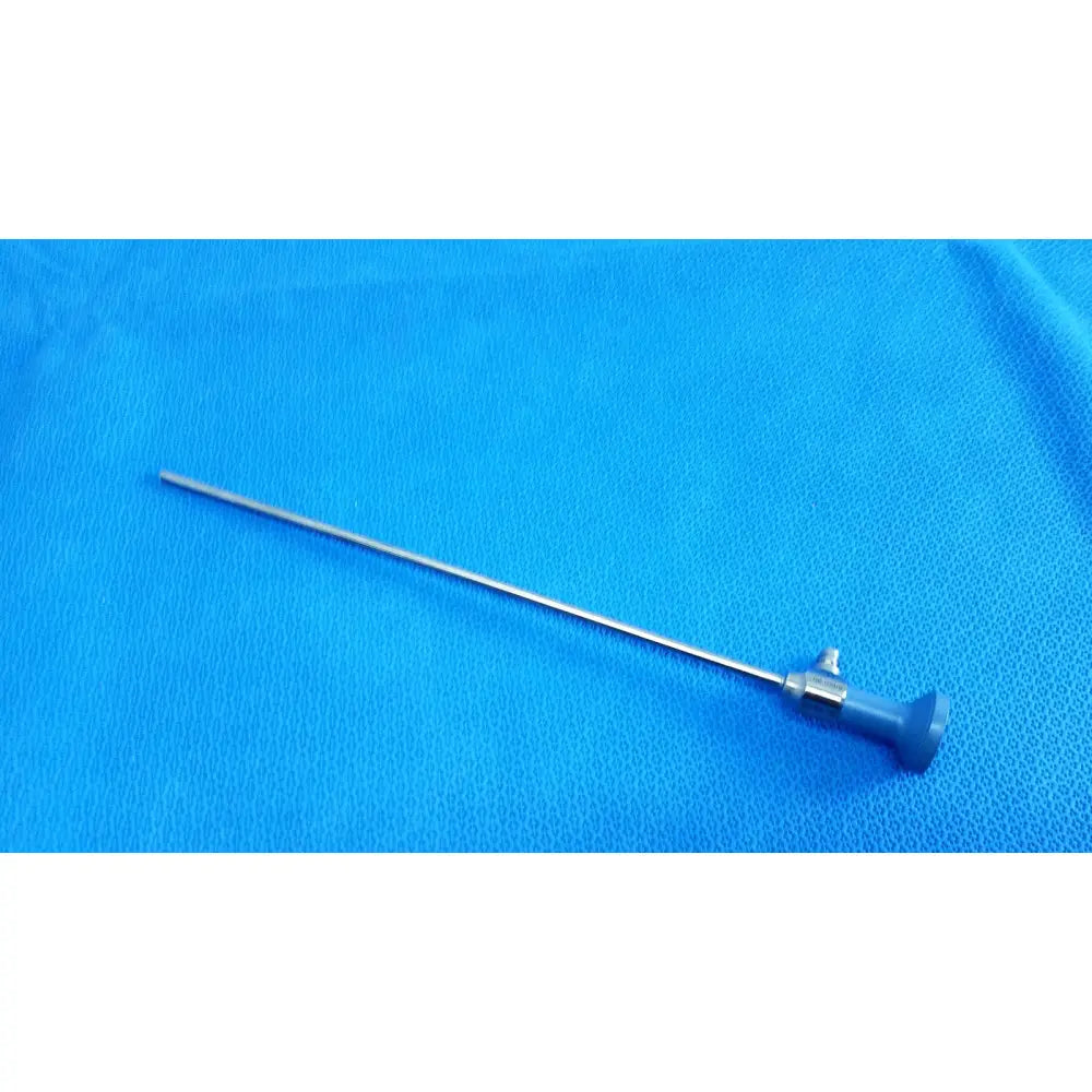 Blue-handled ideal eyes 5mm surgical endoscope with long slender metallic shaft for detailed medical imaging