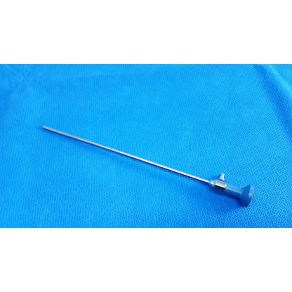 Blue-handled ideal eyes 5mm surgical endoscope with long slender metallic shaft for detailed medical imaging