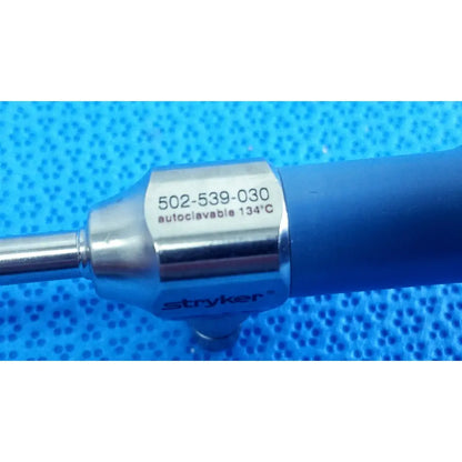 Blue-handled metallic ideal eyes 5mm 30-degree autoclavable endoscope with stryker hexagonal connector model 502-539-030
