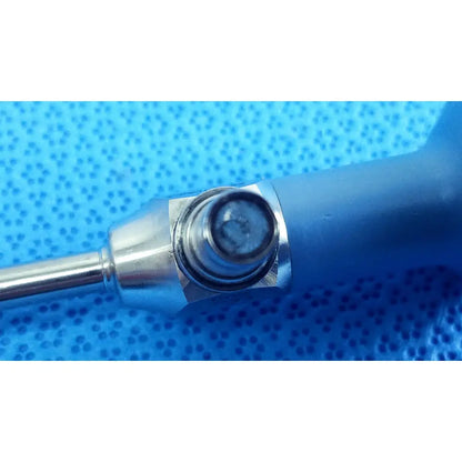 Blue-handled stryker ideal eyes 5mm autoclavable endoscope with metallic shaft and dark-tinted lens tip