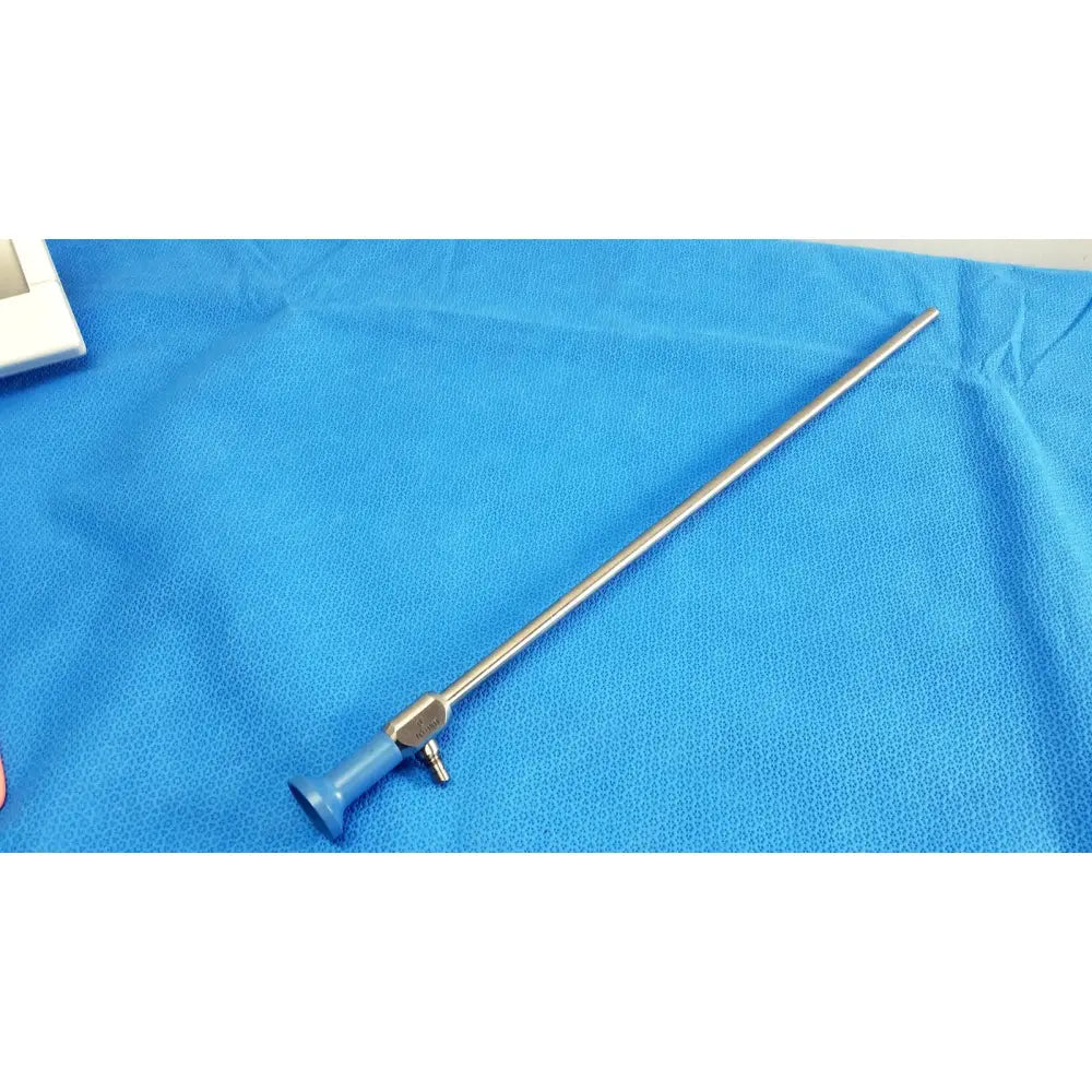 Silver surgical autoclavable laparoscope with blue handle and metallic joints 10mm 0° reuse medical instrument
