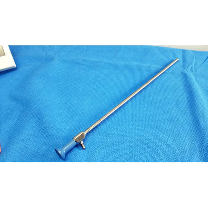 Silver surgical autoclavable laparoscope with blue handle and metallic joints 10mm 0° reuse medical instrument