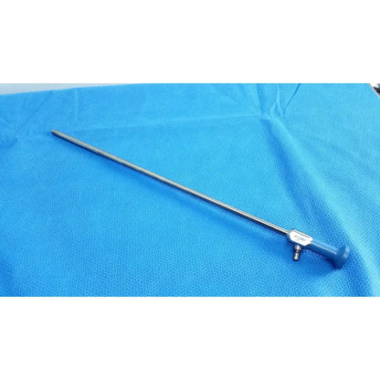 Silver stryker 502-557-010 10mm 0° autoclavable laparoscope with blue ergonomic handle and metallic joints for reuse medical use