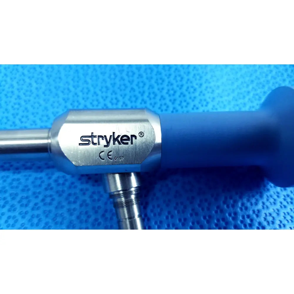 Stryker 502-557-010 10mm 0° autoclavable laparoscope endoscope with metallic shaft and blue ergonomic handle