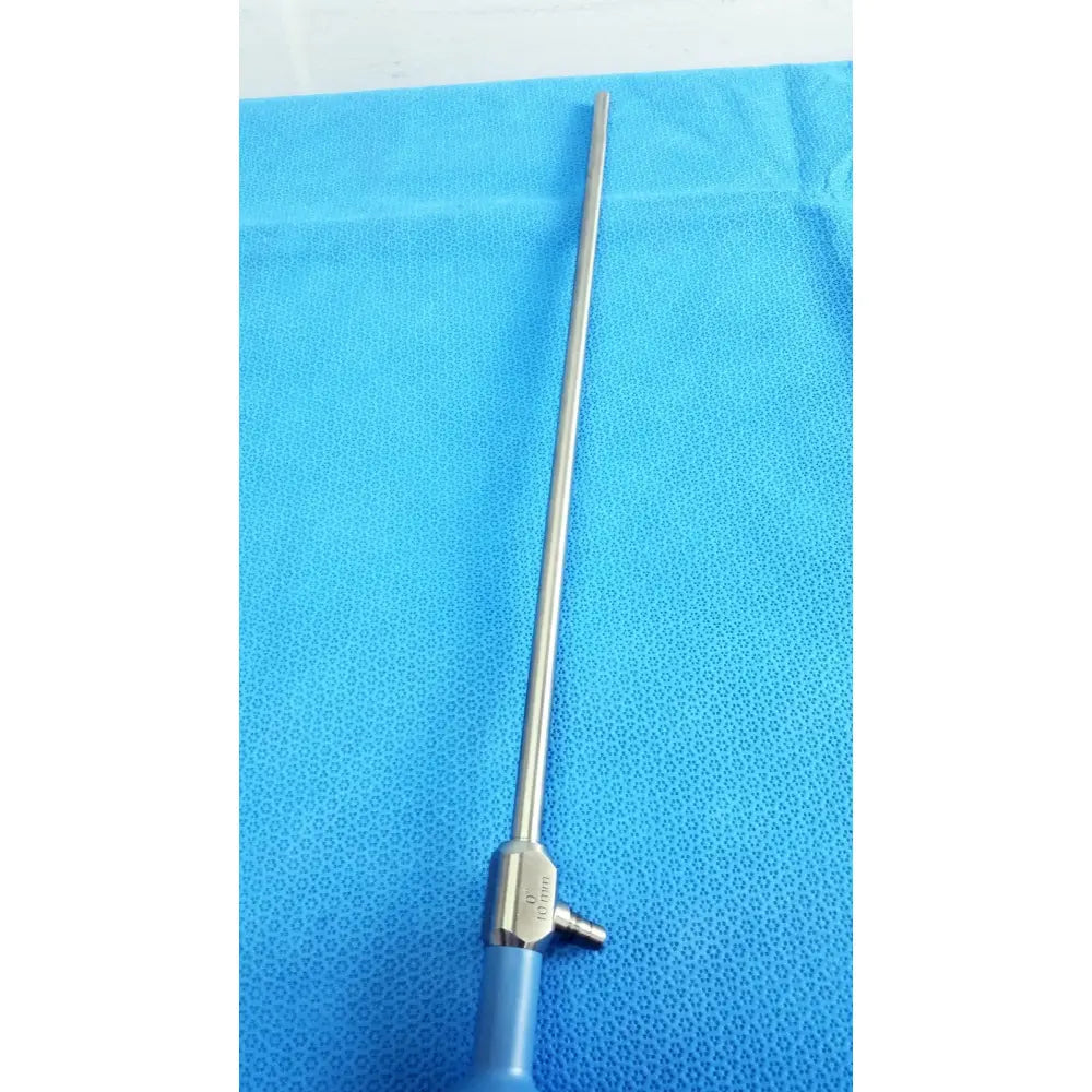 Stryker 502-557-010 10mm 0° autoclavable laparoscope endoscope with silver shaft and blue handle adjustable valve mechanism