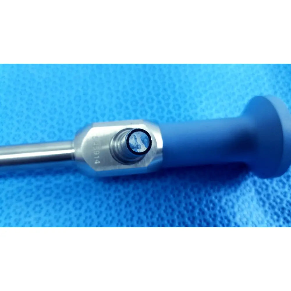 Blue-handled stryker 10mm 0° autoclavable laparoscope endoscope with metallic shaft and blue-tinted lens tip