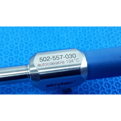 Silver metallic stryker 502-557-030 10mm 30° autoclavable endoscope with blue rubber grip for reuse medical use