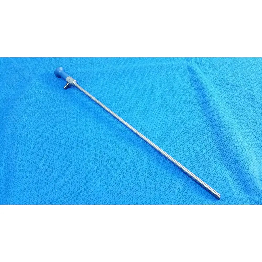 Silver stryker 502-557-030 autoclavable endoscope with blue ergonomic handle and metallic joints 10mm 30° angle
