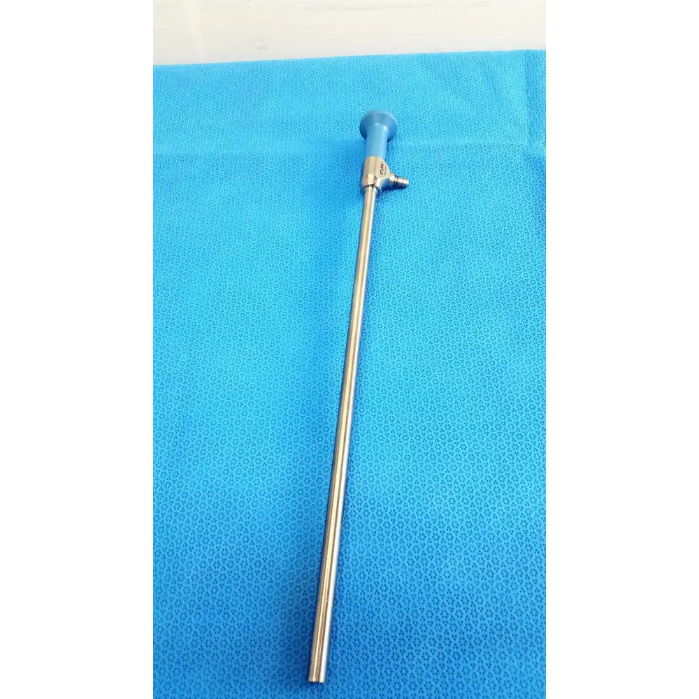Silver surgical ideal eyes 10mm endoscope with blue ergonomic handle and metallic joints for precise visualization