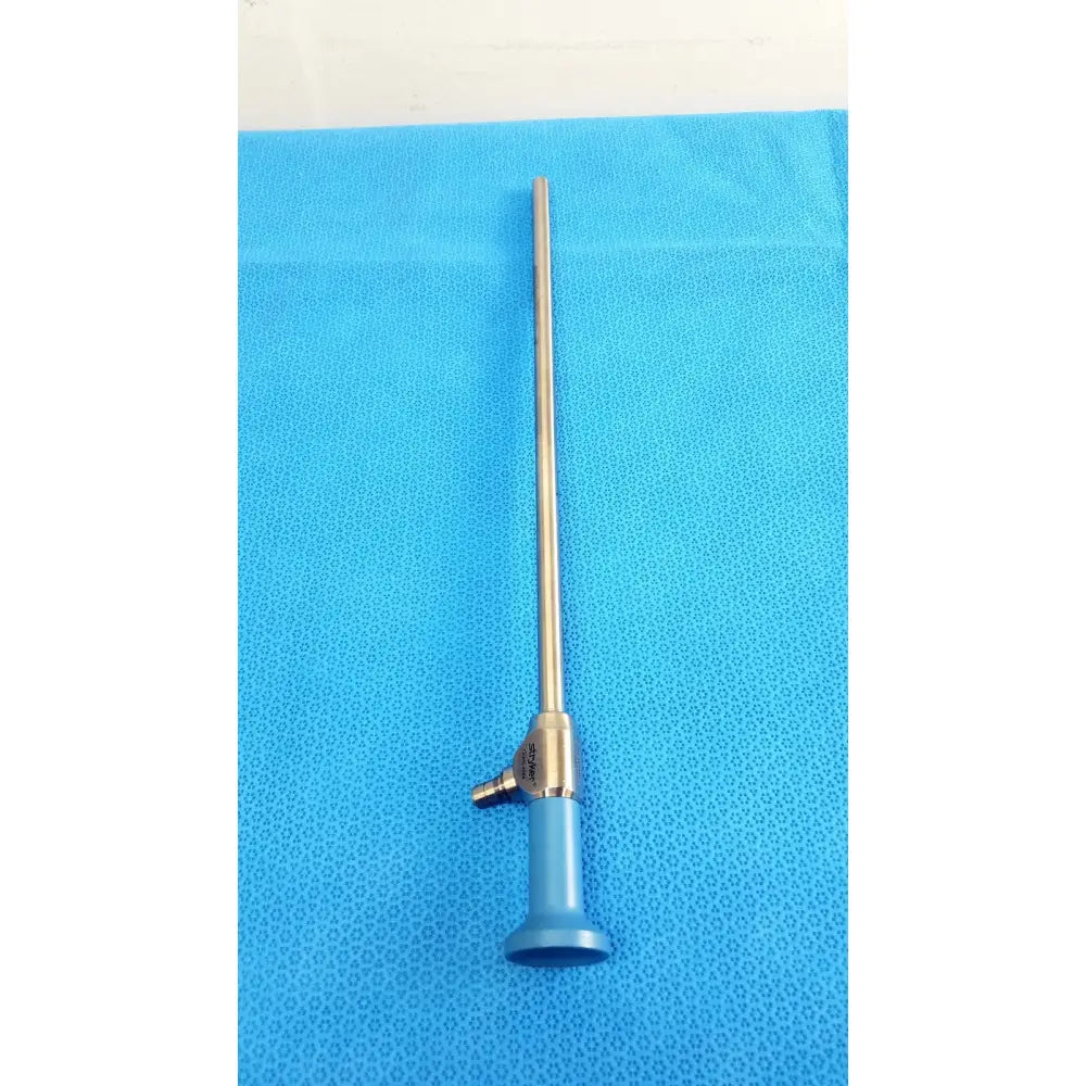 Silver surgical ideal eyes 10mm endoscope with blue handle and metallic shaft for autoclavable use by Stryker