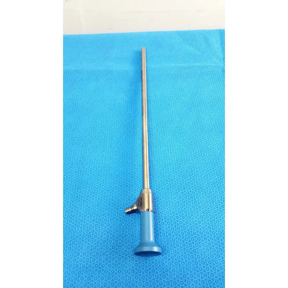 Silver surgical ideal eyes 10mm endoscope with blue handle and metallic shaft for autoclavable use by Stryker