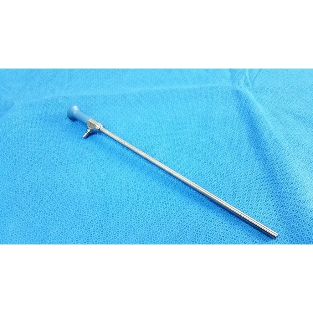 Silver surgical endoscope with light blue ergonomic handle and metallic joints for Stryker ideal eyes 10mm use