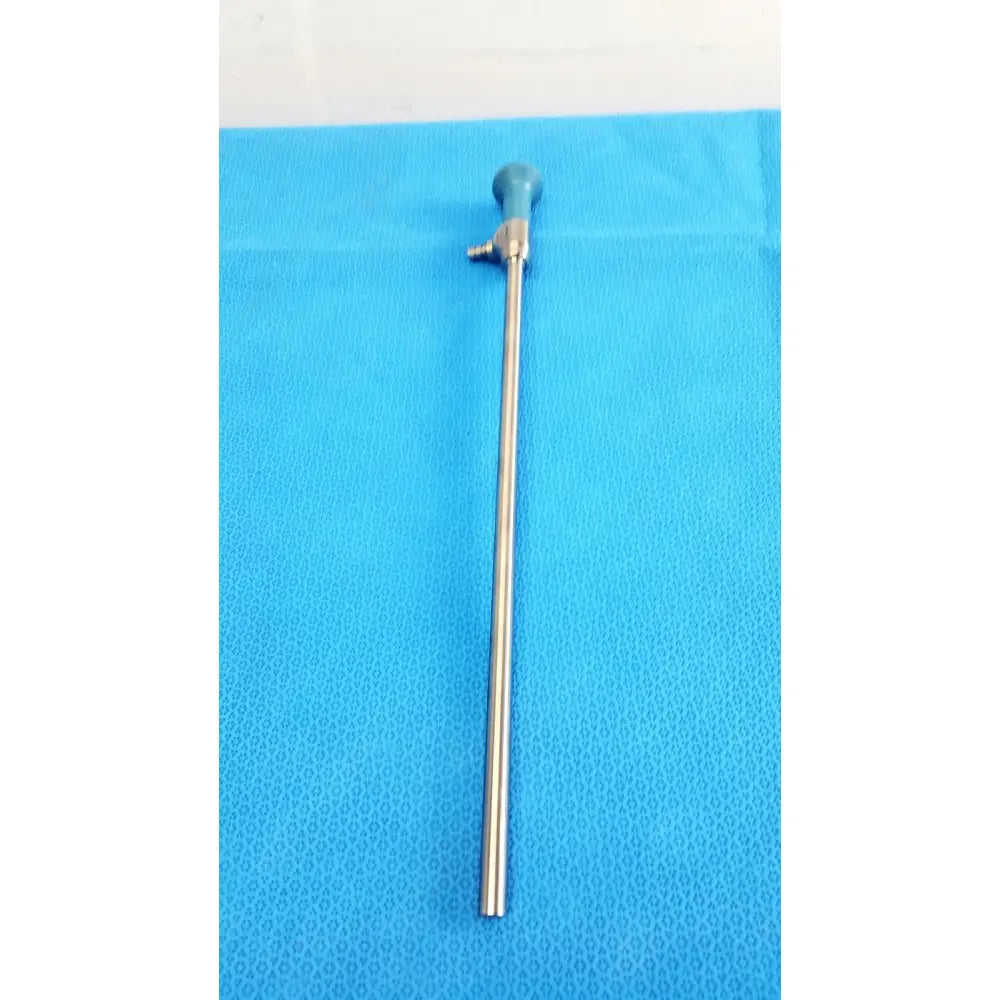 Stainless steel surgical instrument with blue ergonomic handle and metallic shaft for stryker ideal eyes 10mm endoscope