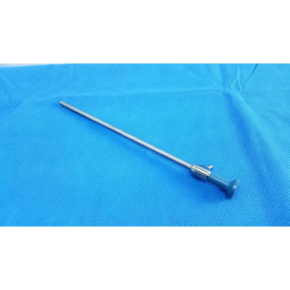 Silver surgical instrument with blue ergonomic handle and metallic shaft for stryker ideal eyes 10mm endoscope