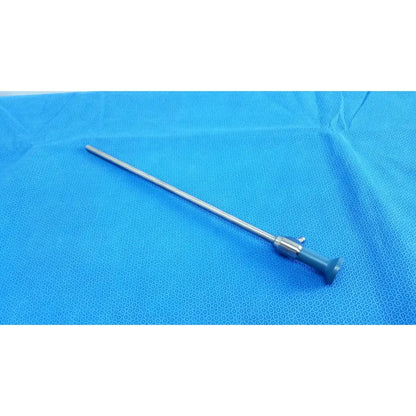 Silver surgical instrument with blue ergonomic handle and metallic shaft for stryker ideal eyes 10mm endoscope