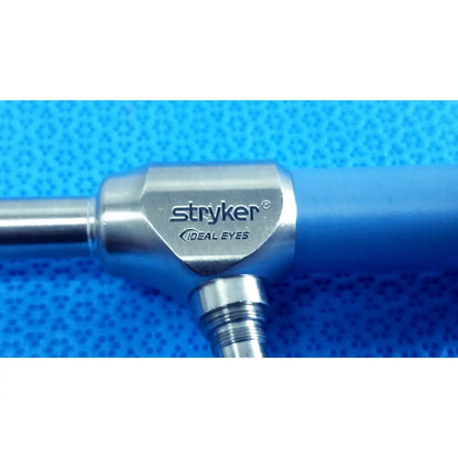 Stryker ideal eyes 10mm autoclavable surgical endoscope with metallic silver joint and blue handle for precision use