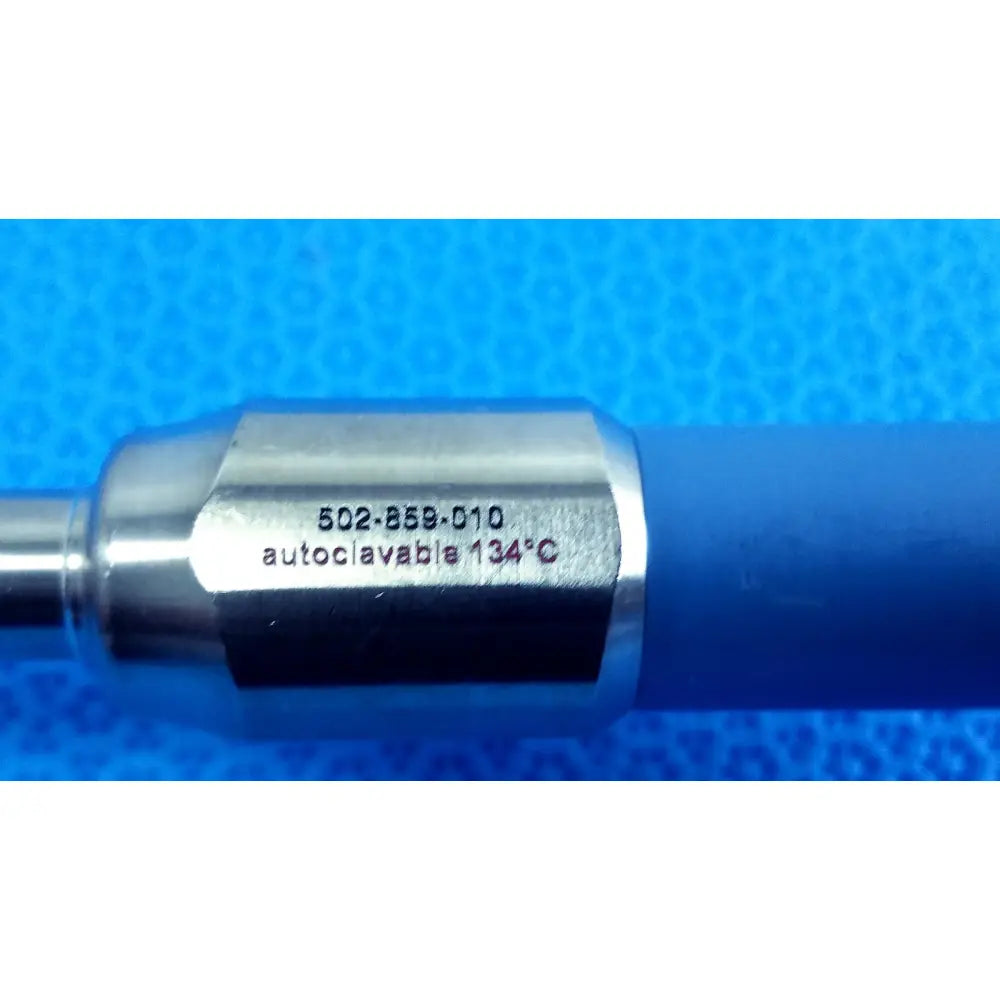 Blue rubber-coated stainless steel stryker ideal eyes 10mm autoclavable endoscope with engraved serial and temp markings