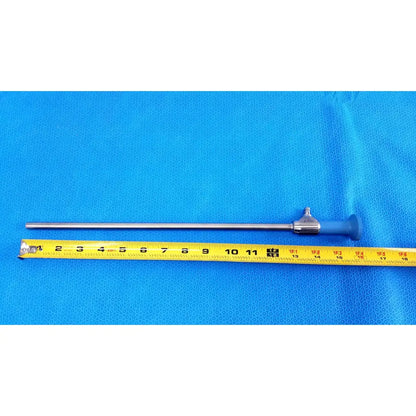 Silver surgical instrument with blue ergonomic handle and metallic shaft for medical use stryker ideal eyes 10mm endoscope
