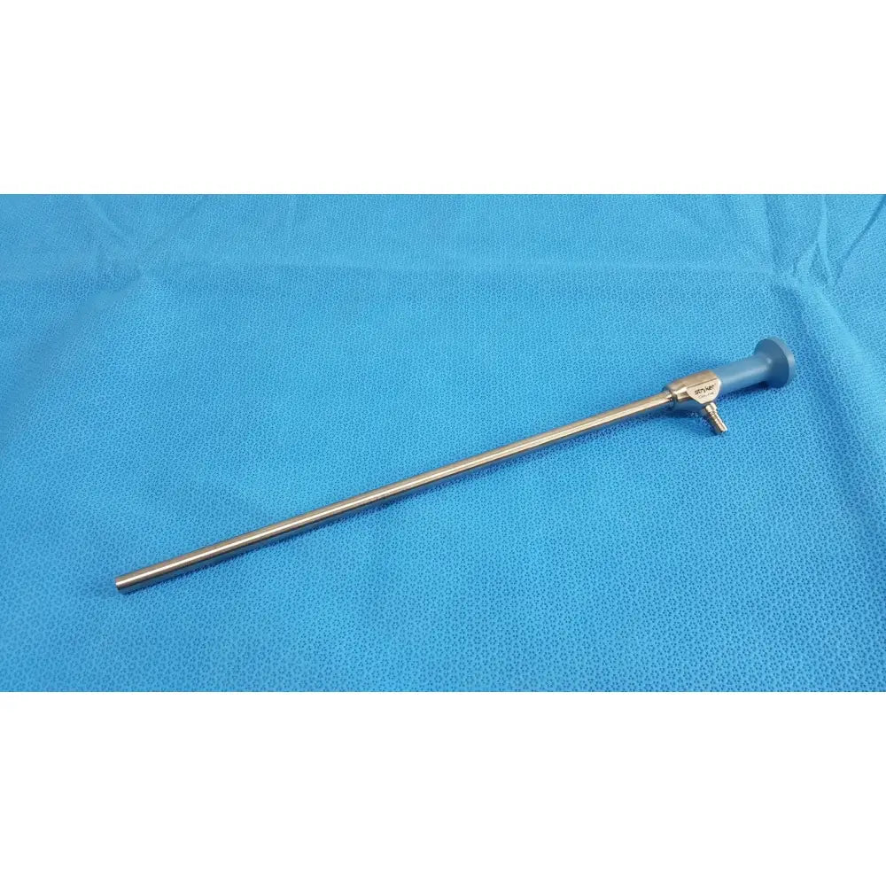 Silver surgical endoscope with blue handle and metallic shaft ideal eyes 10mm 0 degree autoclavable by Stryker