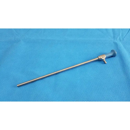 Silver surgical endoscope with blue handle and metallic shaft ideal eyes 10mm 0 degree autoclavable by Stryker