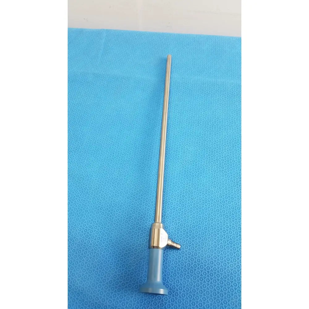 Silver surgical stryker ideal eyes 10mm autoclavable endoscope with blue handle and metallic joint