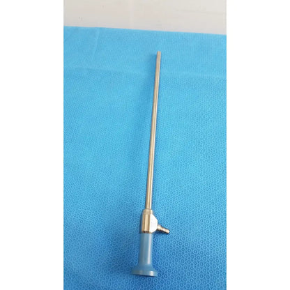 Silver surgical stryker ideal eyes 10mm autoclavable endoscope with blue handle and metallic joint