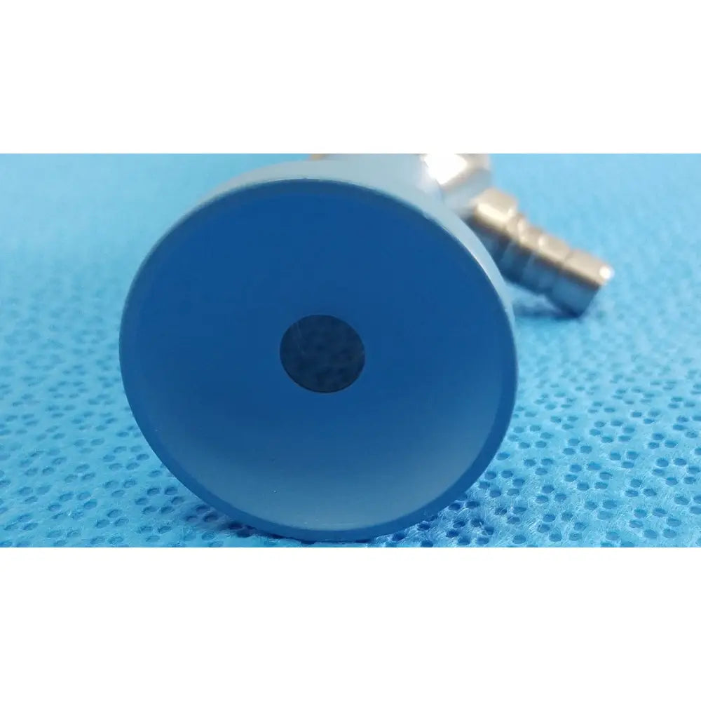 Blue cylindrical stryker ideal eyes 10mm autoclavable endoscope with central dark opening and metallic connector