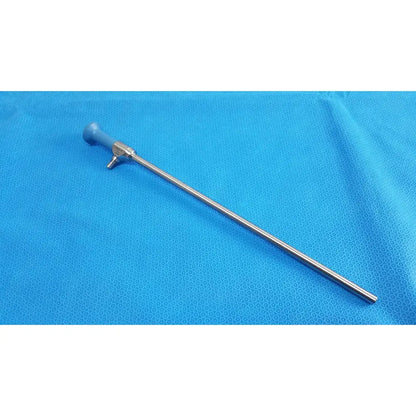 Silver surgical endoscope with blue ergonomic handle and metallic joints from stryker ideal eyes 10mm autoclavable series
