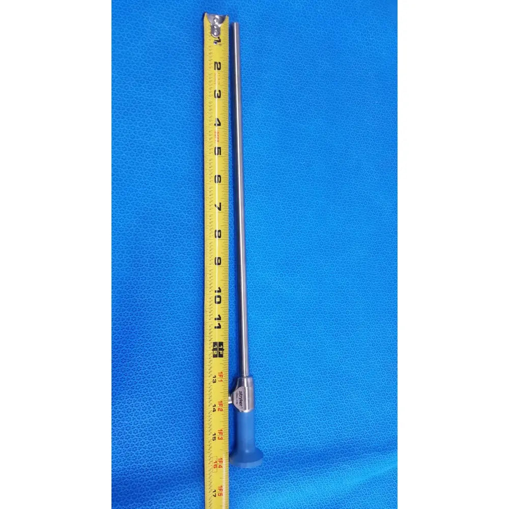 Silver surgical endoscope with blue handle and measurement markings ideal eyes 10mm autoclavable by stryker