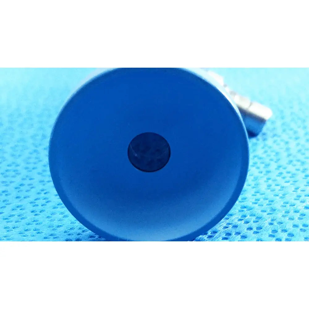 Blue silicone funnel with dark circular center compatible with Stryker ideal eyes 10mm autoclavable endoscope