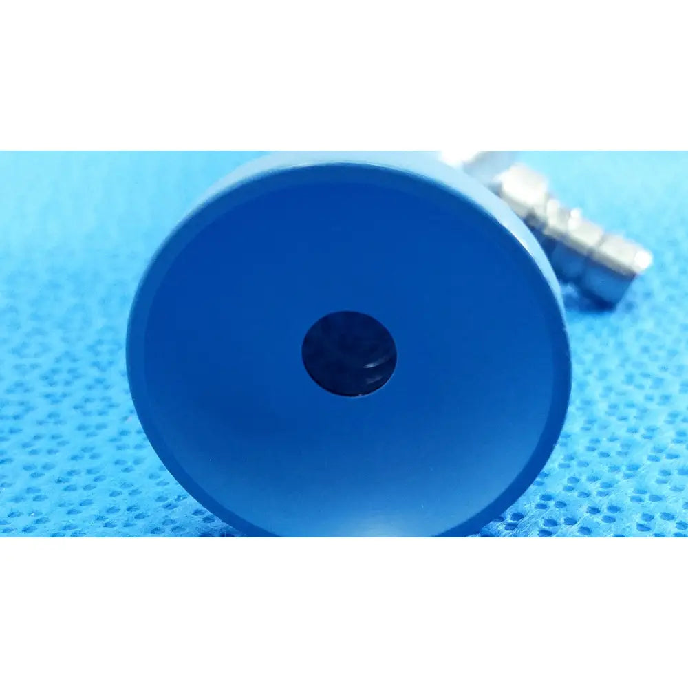 Blue circular magnetic base with central hole for Stryker ideal eyes 10mm autoclavable endoscope model 502-859-010
