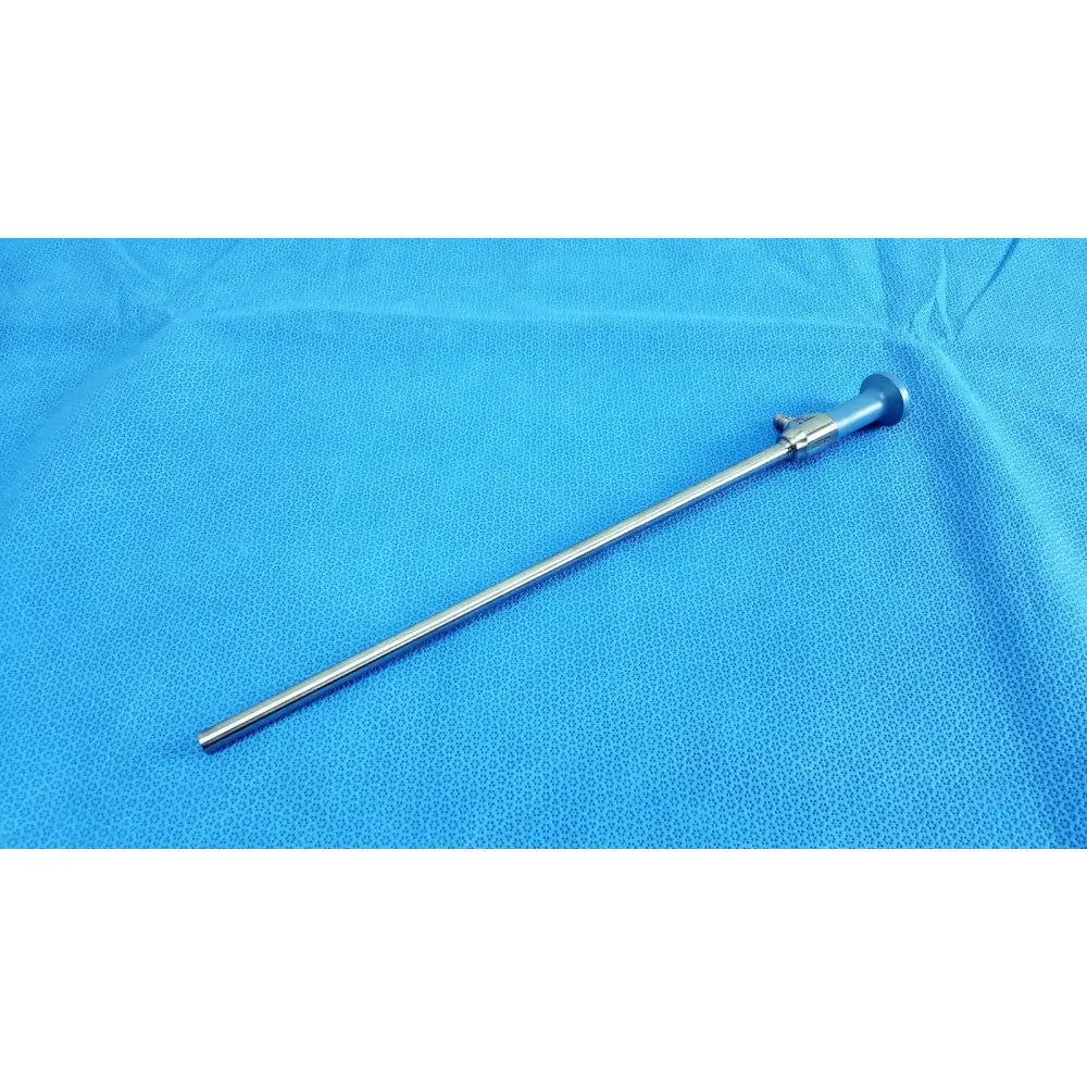 A sleek metallic stryker ideal eyes 10mm 0 degree autoclave endoscope with polished chrome cylindrical handle