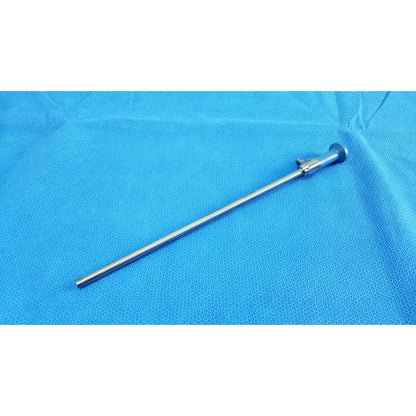 A sleek metallic stryker ideal eyes 10mm 0 degree autoclave endoscope with polished chrome cylindrical handle