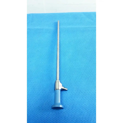Silver surgical endoscope with blue handle and metallic joints stryker ideal eyes 10mm 0° autoclavable model 918931